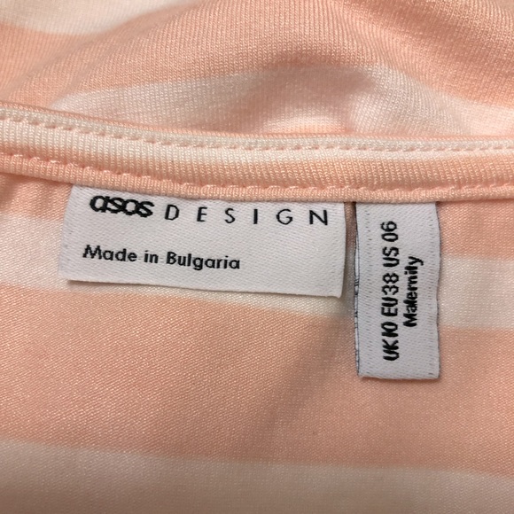 ASOS Design Maternity.   Pink White Strip Faux Wrap Long Sleeves Blouse 6 - Picture 4 of 4